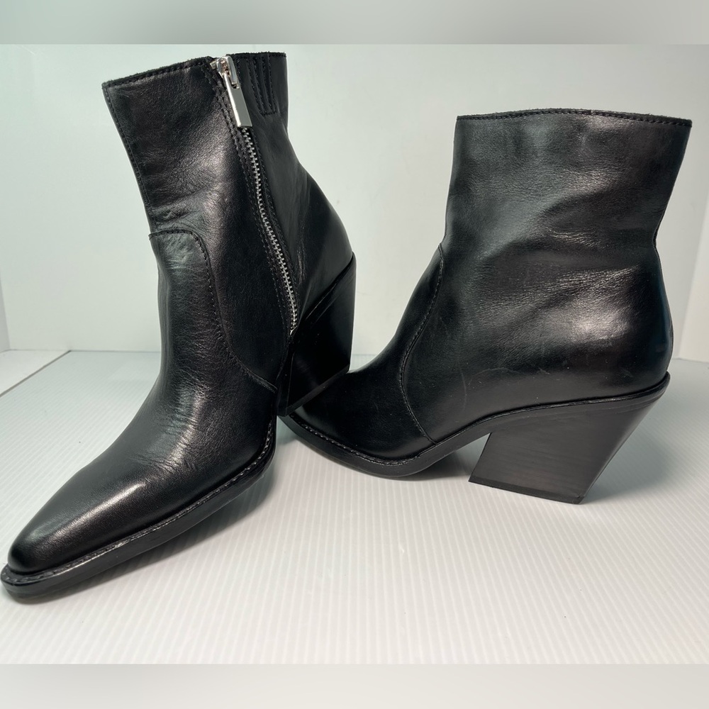 Dolce Vita  Volli Genuine Smooth Leather Ankle Western Boots - Black - Picture 10 of 14